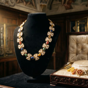 image de collier de nouille de haut standing sur des écrins premium dans un musée