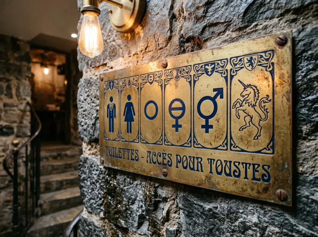 exemple de signalétique toilette non-genrés